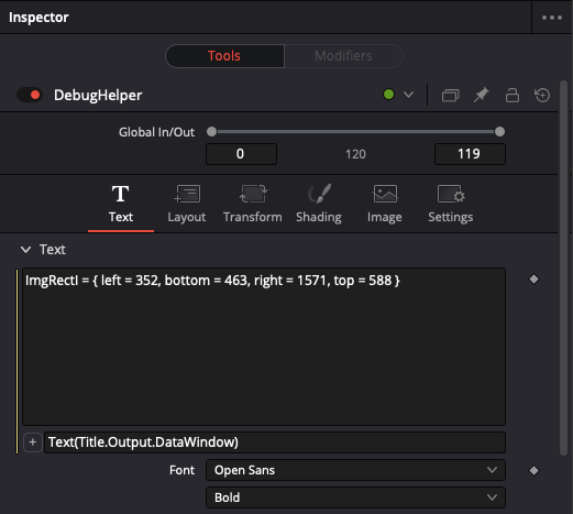 A screenshot of the inspector displaying the output of an expression